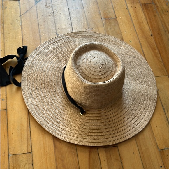 Love & lore Tan Wide-Brim Hat with Black Ribbon - Picture 1 of 4